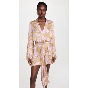 Alexis Karina Belted Mini Dress Lilac/Tan Size L‎